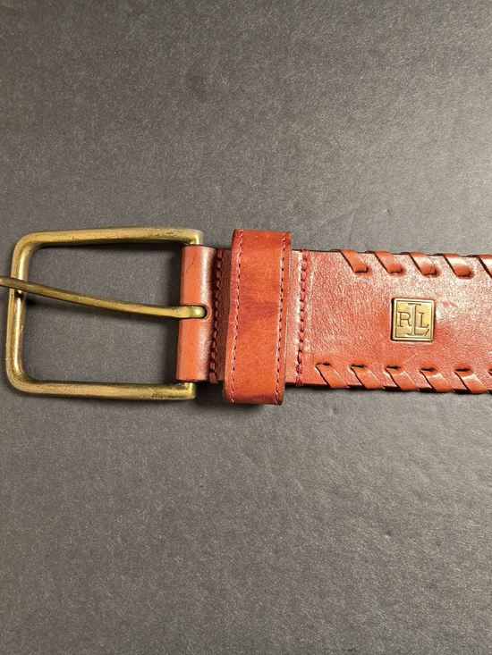 RALPH LAUREN Unisex Brown Leather Braided Belt main image 5